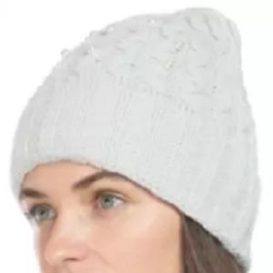 (NWT) INC International Concepts Women's Gray Faux Pearl Beanie Hat